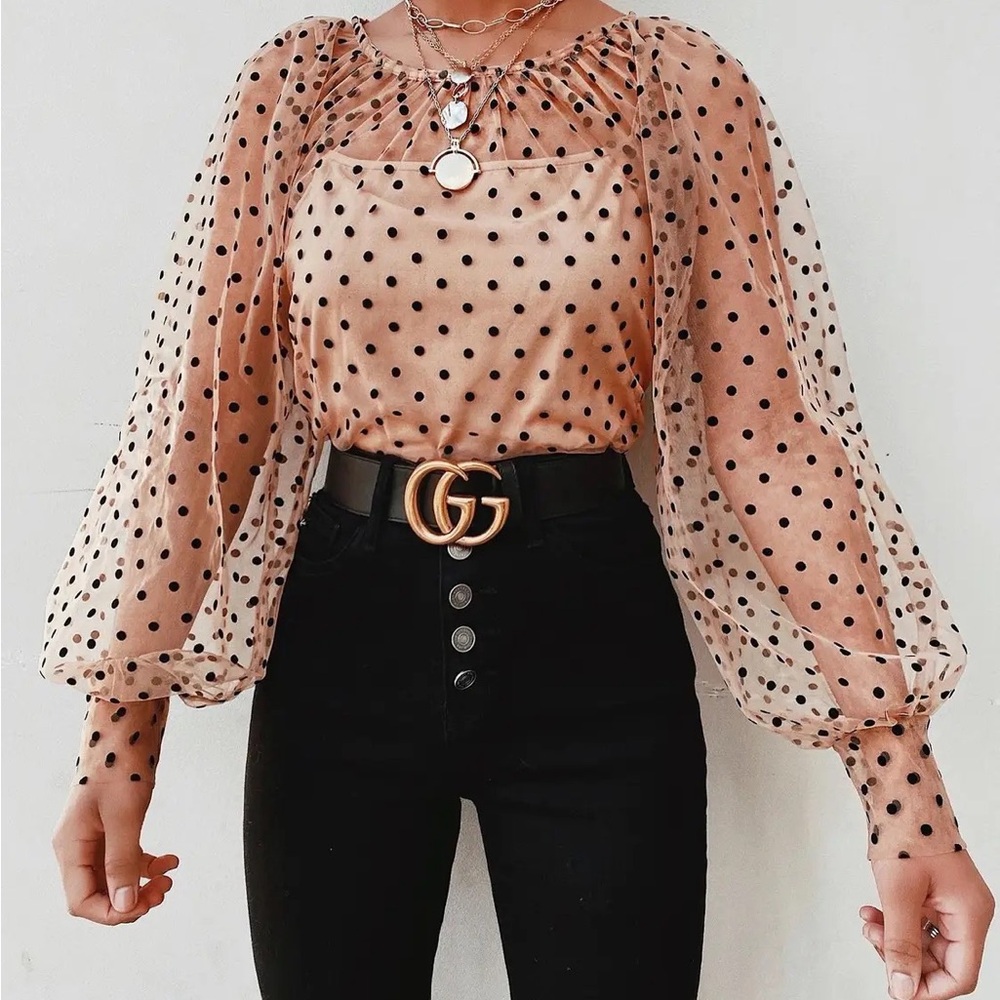 Vici Hidden Label Something About You Polka Dot Blouse Size Small